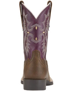 Ariat Girls' Tombstone Western Boots - Broad Square Toe -Western Cowboy 053H95 ZS BK