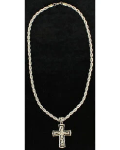 Twister Men's Floral Scroll Cross Necklace 