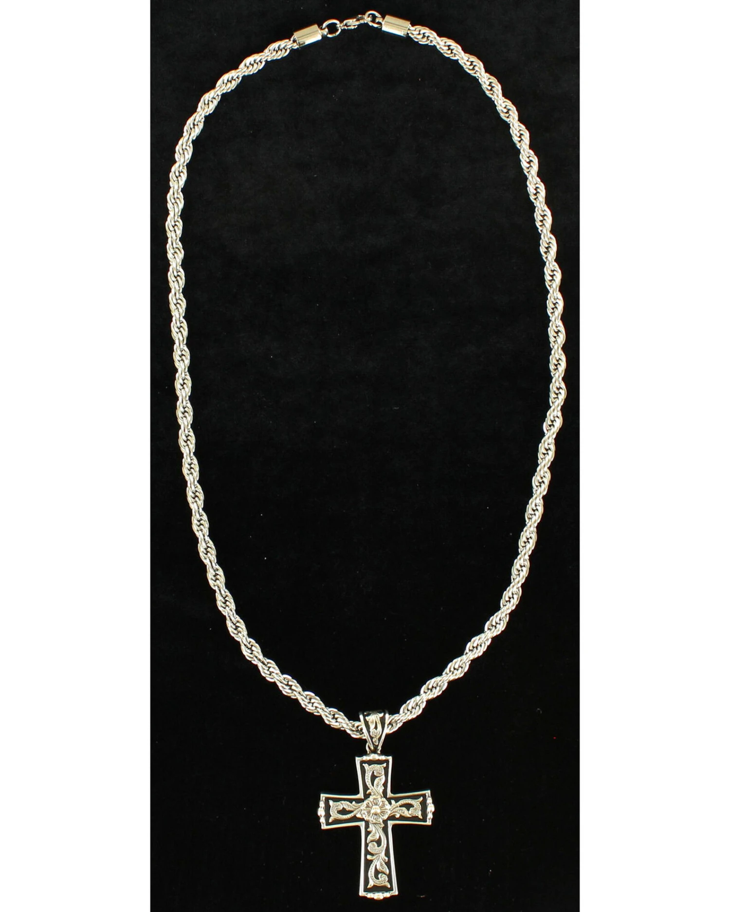 Twister Men's Floral Scroll Cross Necklace 1 Twister Men's Floral Scroll Cross Necklace