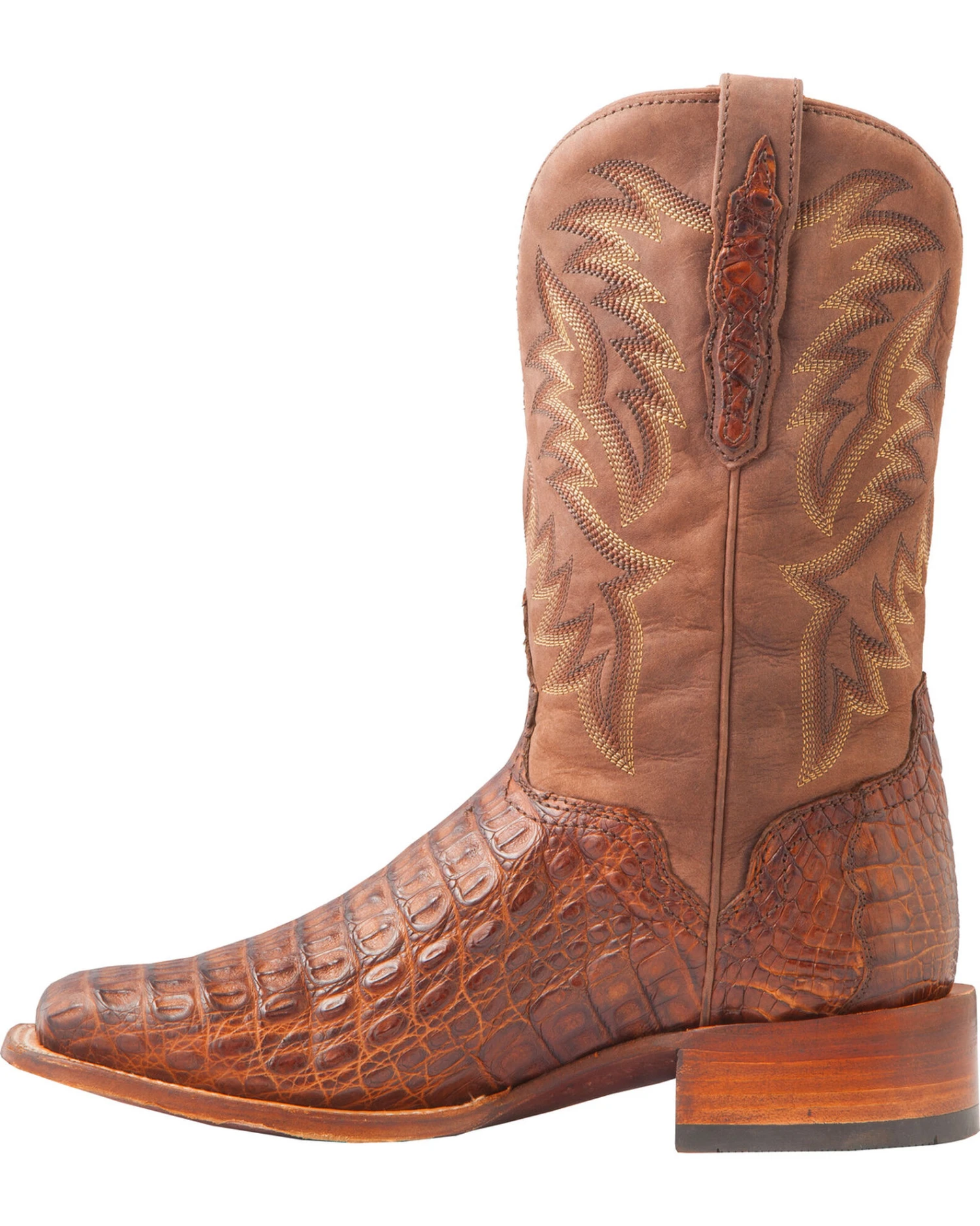 El Dorado Men's Handmade Caiman Back Brass Stockman Boots - Broad Square Toe 9 El Dorado Men's Handmade Caiman Back Brass Stockman Boots - Broad Square Toe - Image 9