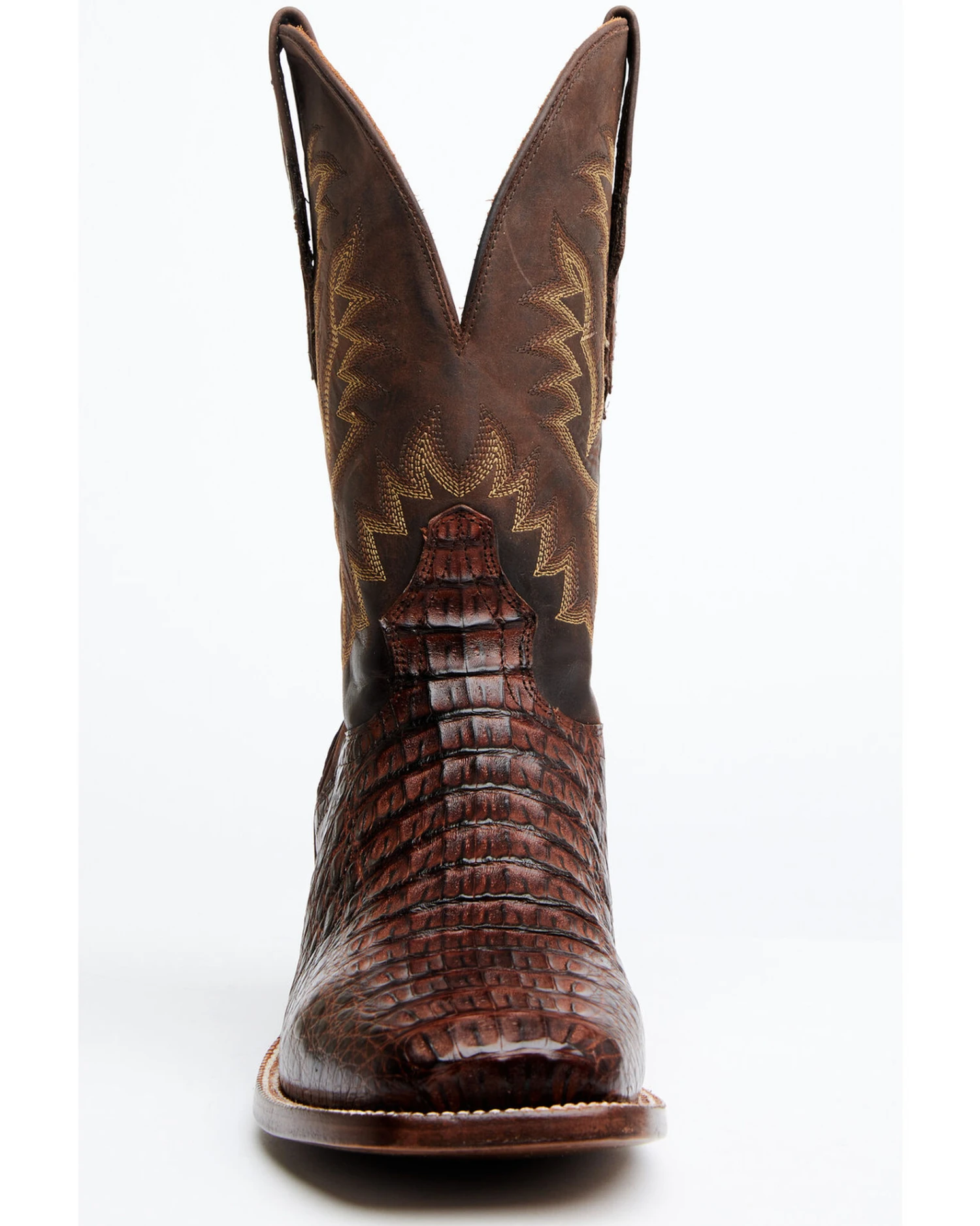 El Dorado Men's Handmade Caiman Back Brass Stockman Boots - Broad Square Toe 4 El Dorado Men's Handmade Caiman Back Brass Stockman Boots - Broad Square Toe - Image 4