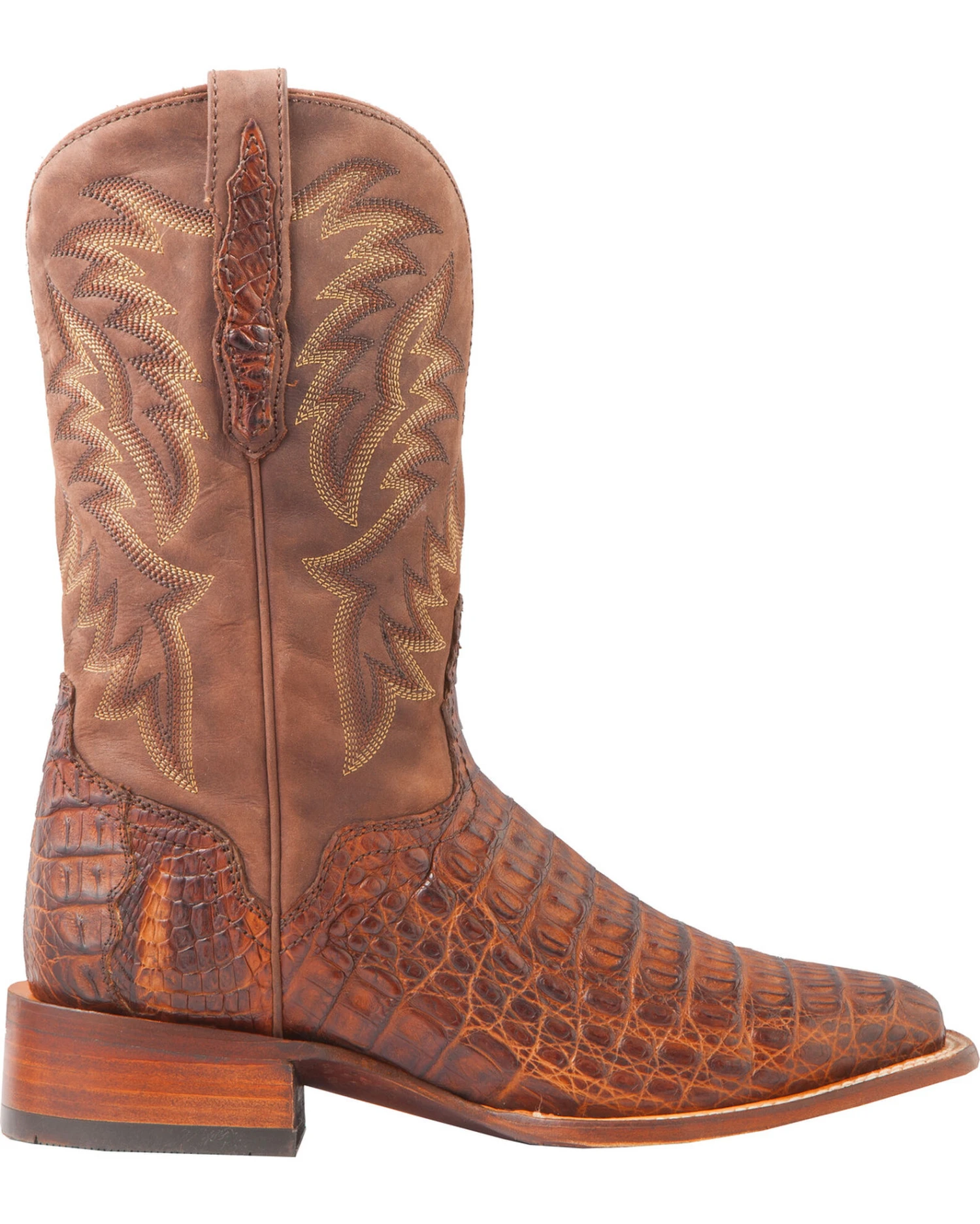El Dorado Men's Handmade Caiman Back Brass Stockman Boots - Broad Square Toe 8 El Dorado Men's Handmade Caiman Back Brass Stockman Boots - Broad Square Toe - Image 8