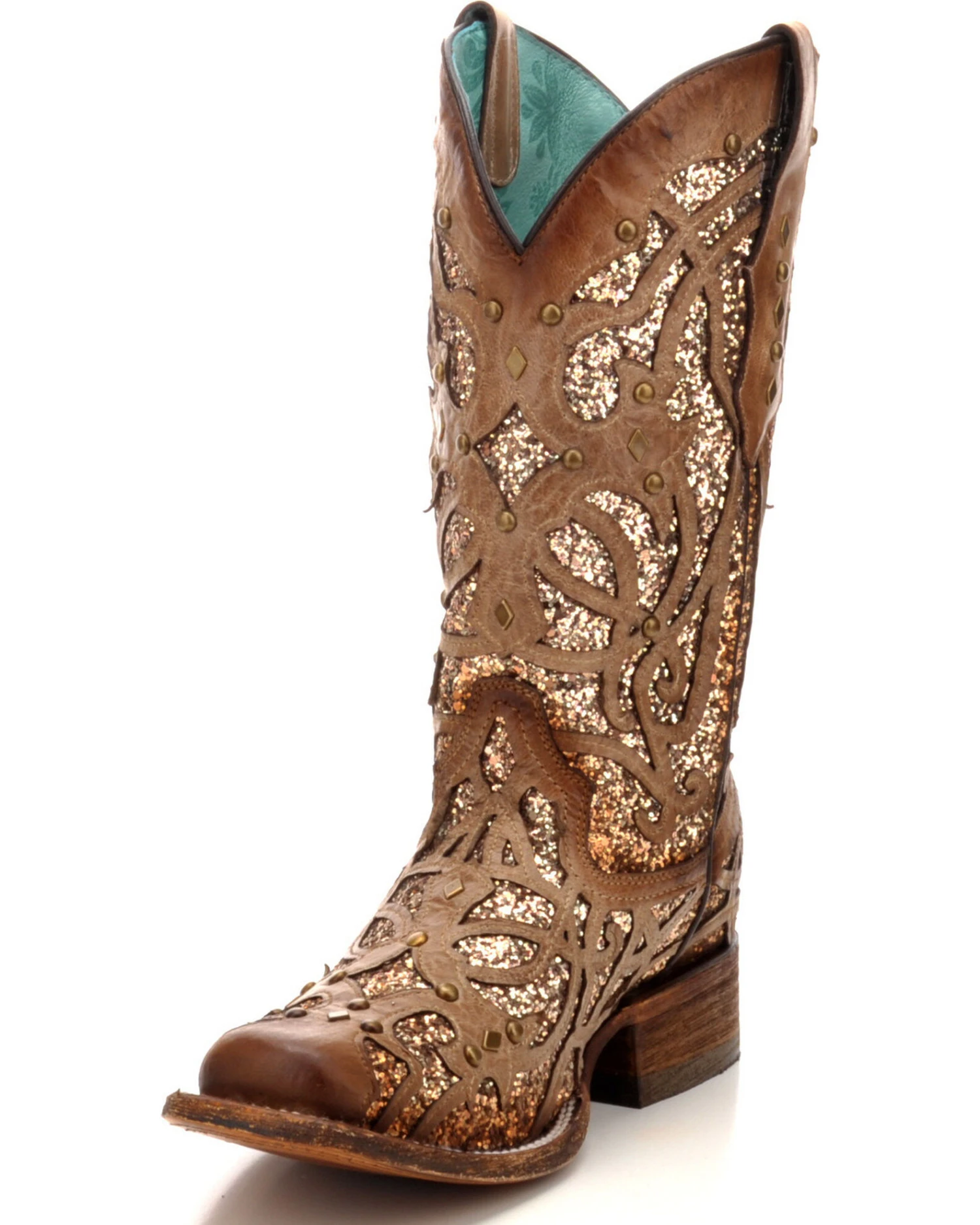 Corral Women's Orix Glitter Inlay & Studded Western Boots - Square Toe 2 Corral Women's Orix Glitter Inlay & Studded Western Boots - Square Toe - Image 2
