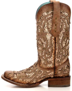 Corral Women's Orix Glitter Inlay & Studded Western Boots - Square Toe 10 Corral Women's Orix Glitter Inlay & Studded Western Boots - Square Toe -Western Cowboy 2000229513 200 LT