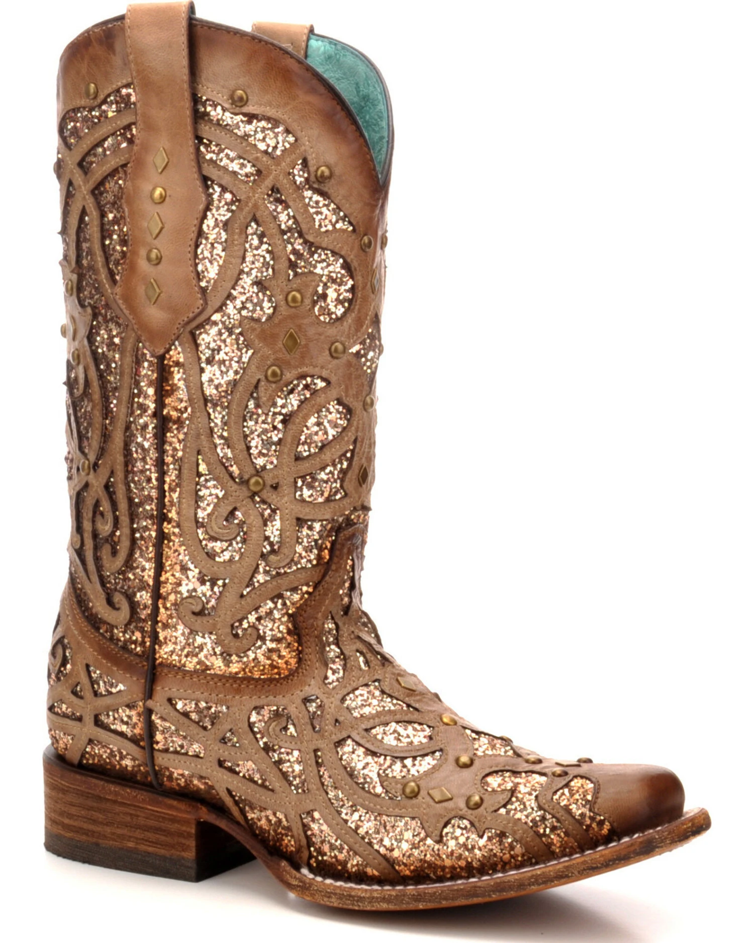 Corral Women's Orix Glitter Inlay & Studded Western Boots - Square Toe 1 Corral Women's Orix Glitter Inlay & Studded Western Boots - Square Toe