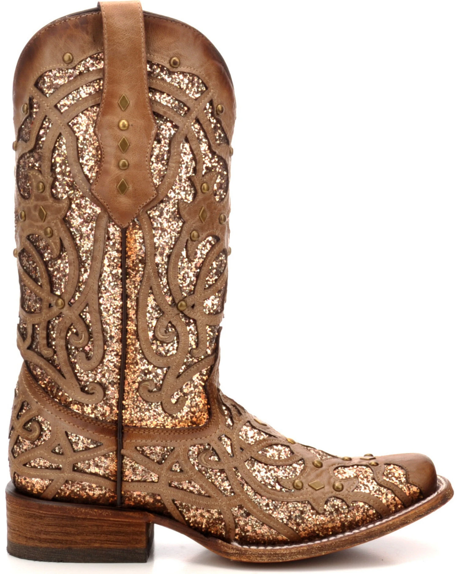 Corral Women's Orix Glitter Inlay & Studded Western Boots - Square Toe 3 Corral Women's Orix Glitter Inlay & Studded Western Boots - Square Toe - Image 3