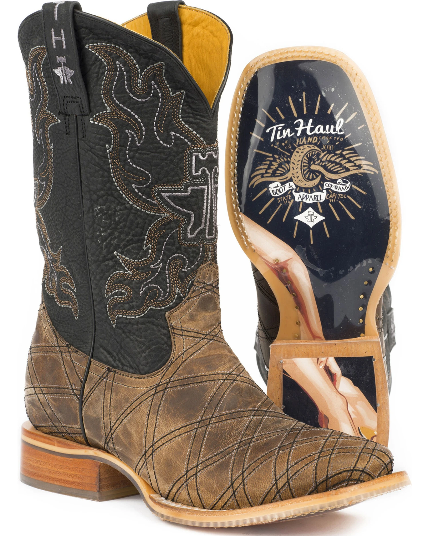 Tin Haul Men's What's Your Angle Western Boots - Broad Square Toe 1 Tin Haul Men's What's Your Angle Western Boots - Broad Square Toe