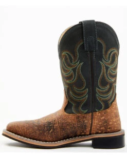 Smoky Mountain Boys' Jesse Bison Leather Print Boot - Square Toe -Western Cowboy 2000236238 200 P3