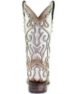 Corral Women's White Glitter Inlay Western Boots - Square Toe -Western Cowboy 2000288063 103 P4