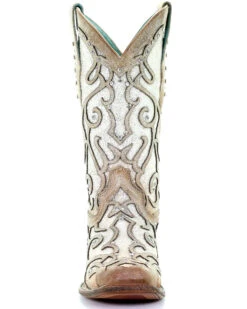 Corral Women's White Glitter Inlay Western Boots - Square Toe -Western Cowboy 2000288063 103 P5