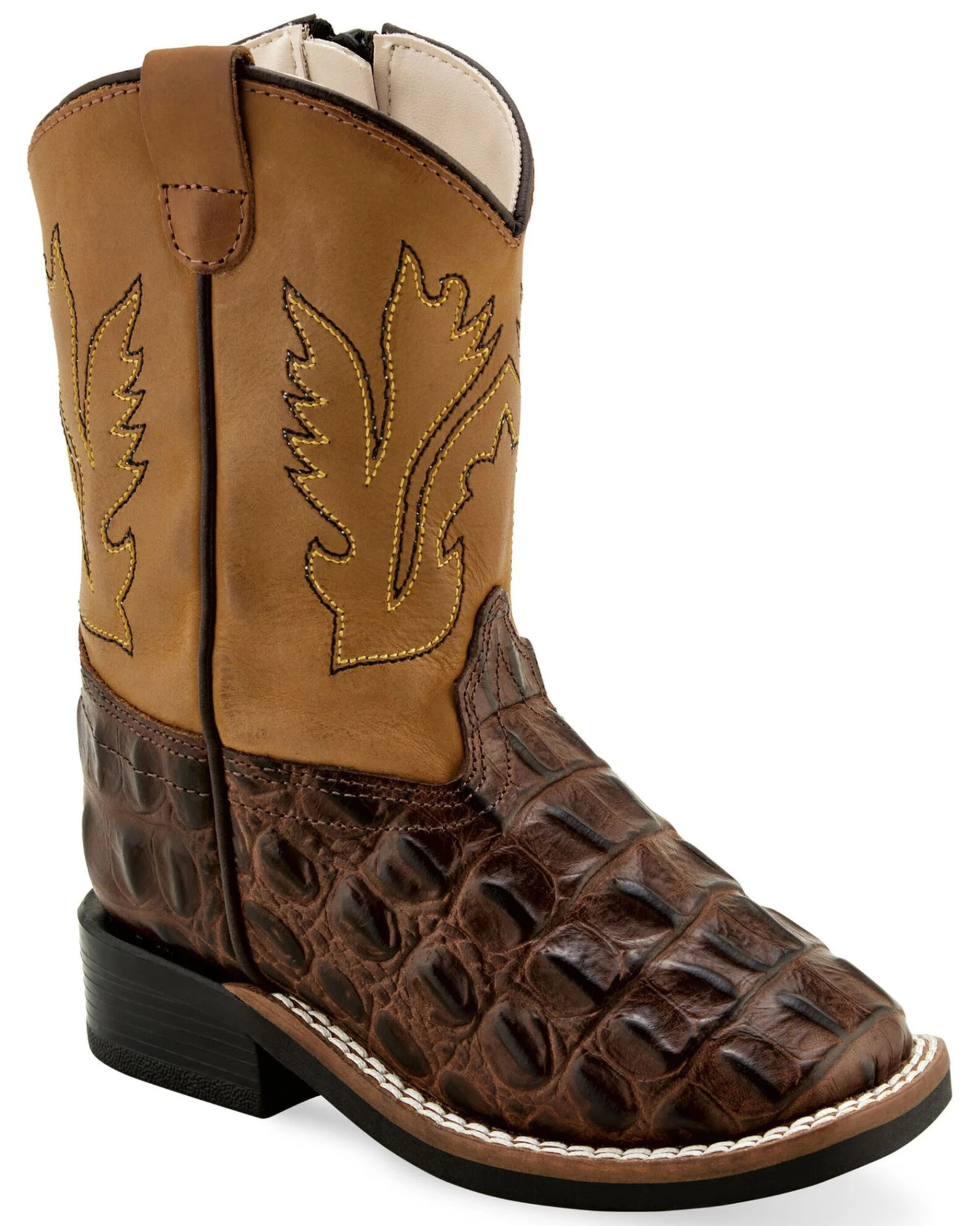 Old West Toddler Boys' Faux Horn Back Gator Print Western Boots - Broad Square Toe 1 Old West Toddler Boys' Faux Horn Back Gator Print Western Boots - Broad Square Toe