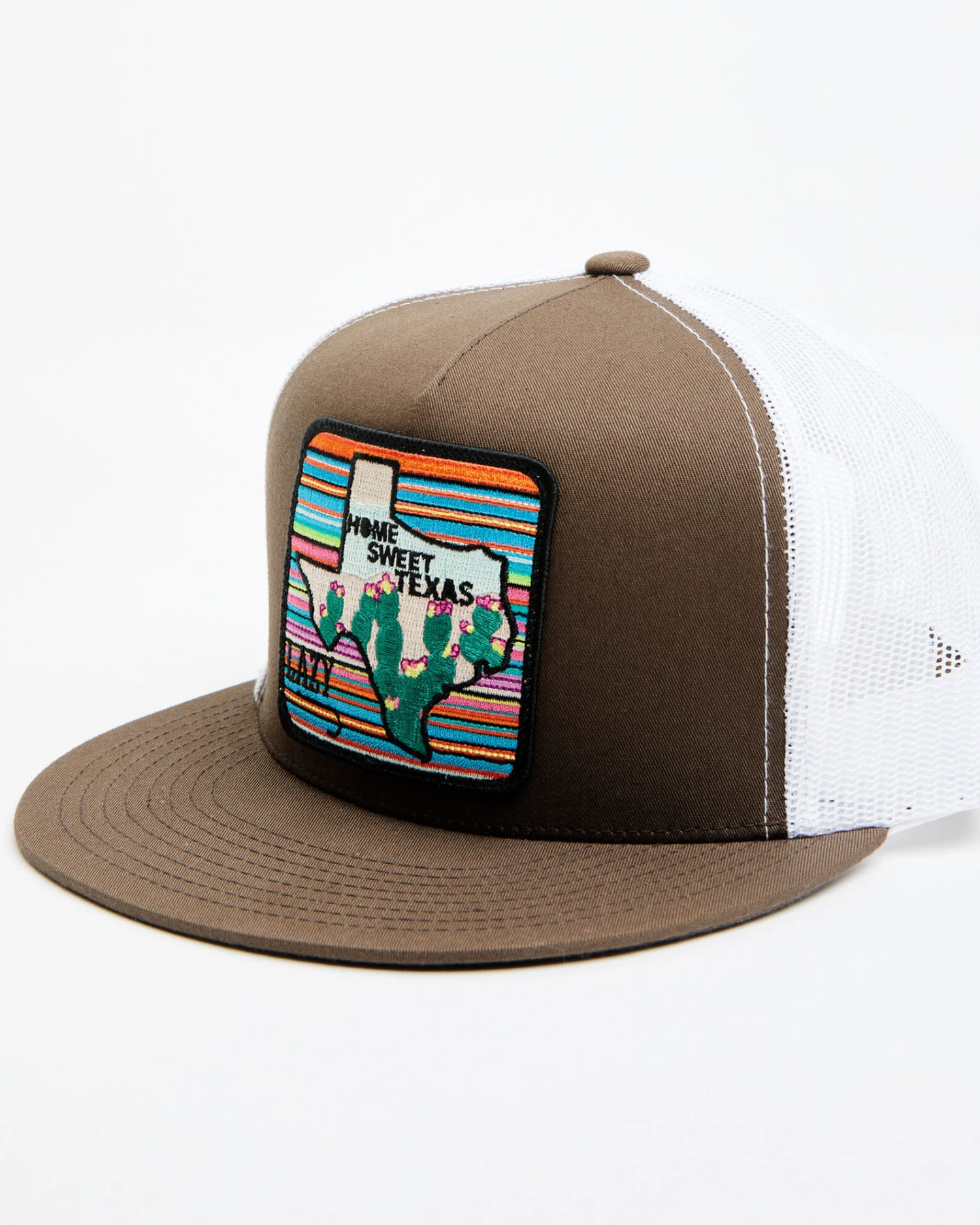 Lazy J Ranch Wear Men's Brown Home Sweet Texas Serape Patch Mesh-Back Ball Cap 1 Lazy J Ranch Wear Men's Brown Home Sweet Texas Serape Patch Mesh-Back Ball Cap