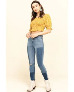 Loveriche Women's Floral Print Smocked Crop Top -Western Cowboy 2000327370 702 P6