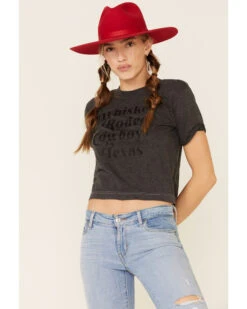 Western Cowboy 32 Ali Dee Women's Charcoal Rodeo Whiskey Cowboys Texas Graphic Tee