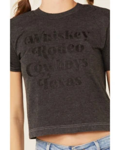 Ali Dee Women's Charcoal Rodeo Whiskey Cowboys Texas Graphic Tee  -Western Cowboy 2000337655 022 P3