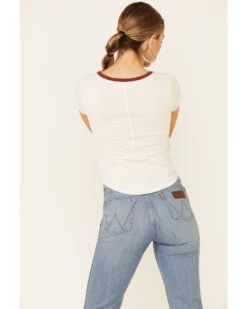 Shyanne Women's Off-White Horsing Around Graphic Short Sleeve Ringer Tee  -Western Cowboy 2000338215 105 P4