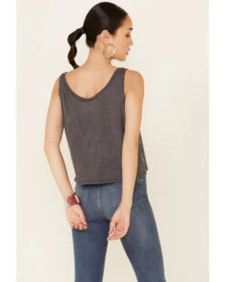 Goodie Two Sleeves Women's Charcoal Southern Sunsets Graphic Crop Tank Top -Western Cowboy 2000343919 022 P4
