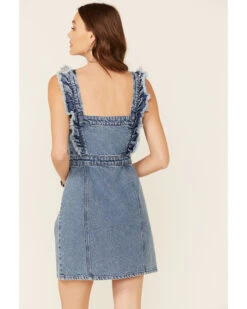 Revel Women's Fray Edge Ruffled Denim Dress -Western Cowboy 2000346775 400 P4