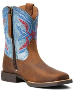 Western Cowboy 44 Ariat Boys' Double Kicker Easy Fit Distressed Western Boots - Broad Square Toe