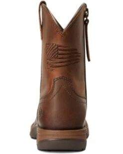 Ariat Boys' Anthem Patriot Easy Fit Distressed Brown Full-Grain Western Boot - Square Toe  -Western Cowboy 2000357345 200 P3