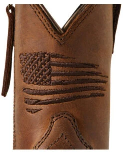 Ariat Boys' Anthem Patriot Easy Fit Distressed Brown Full-Grain Western Boot - Square Toe  -Western Cowboy 2000357345 200 P6