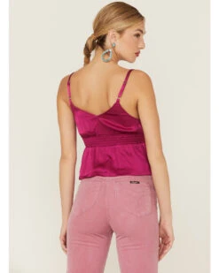 Shyanne Women's Fuchsia Satin Smocked Empire Cami 6 Shyanne Women's Fuchsia Satin Smocked Empire Cami -Western Cowboy 2000358473 550 P3