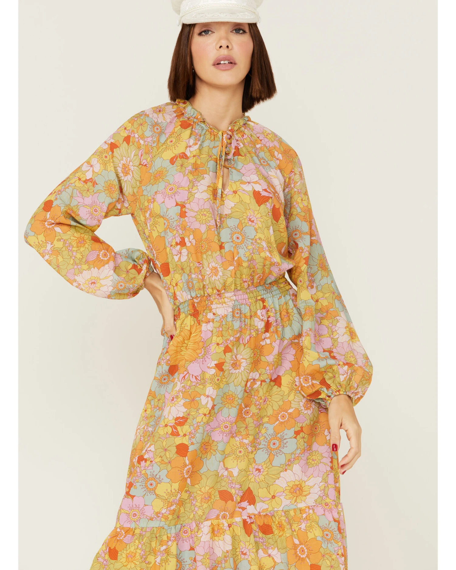 Show Me Your Mumu Women's Cait Midi Groovy Blooms Midi Dress 2 Show Me Your Mumu Women's Cait Midi Groovy Blooms Midi Dress - Image 2