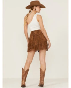 Scully Women's Fringe Tiered Suede Mini Skirt 6 Scully Women's Fringe Tiered Suede Mini Skirt -Western Cowboy 2000363826 200 P3