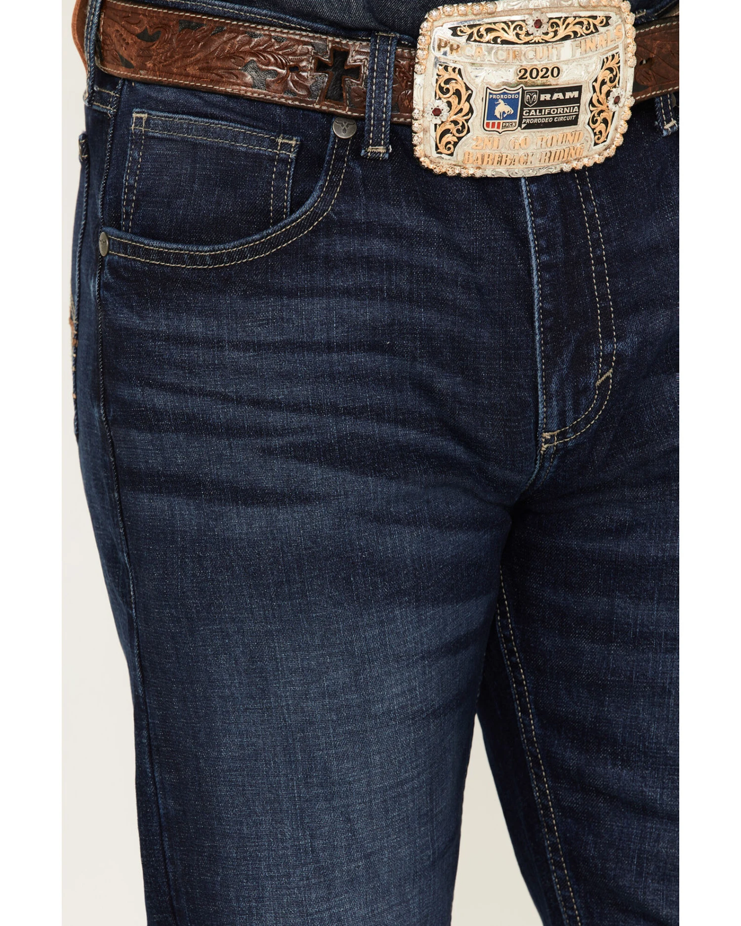 Wrangler 20X Men's Dawn Dark Wash Stretch Slim Straight Jeans 2 Wrangler 20X Men's Dawn Dark Wash Stretch Slim Straight Jeans - Image 2