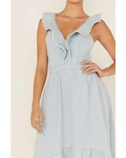 Molly Bracken Women's Ruffle Trim Cross Back Maxi Dress -Western Cowboy 2000365795 450 P3