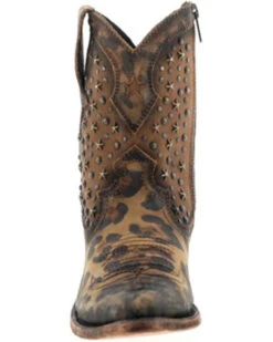 Caborca Silver By Liberty Black Women's Leopard Print Studded Short Western Boots - Pointed Toe -Western Cowboy 2000366406 200 P4