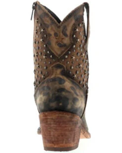 Caborca Silver By Liberty Black Women's Leopard Print Studded Short Western Boots - Pointed Toe -Western Cowboy 2000366406 200 P5