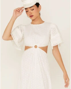 Maia Bergman Women's Ori Crochet Eyelet Open Back Maxi Dress  -Western Cowboy 2000367310 100 P3