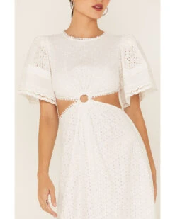 Maia Bergman Women's Ori Crochet Eyelet Open Back Maxi Dress  -Western Cowboy 2000367310 100 P4