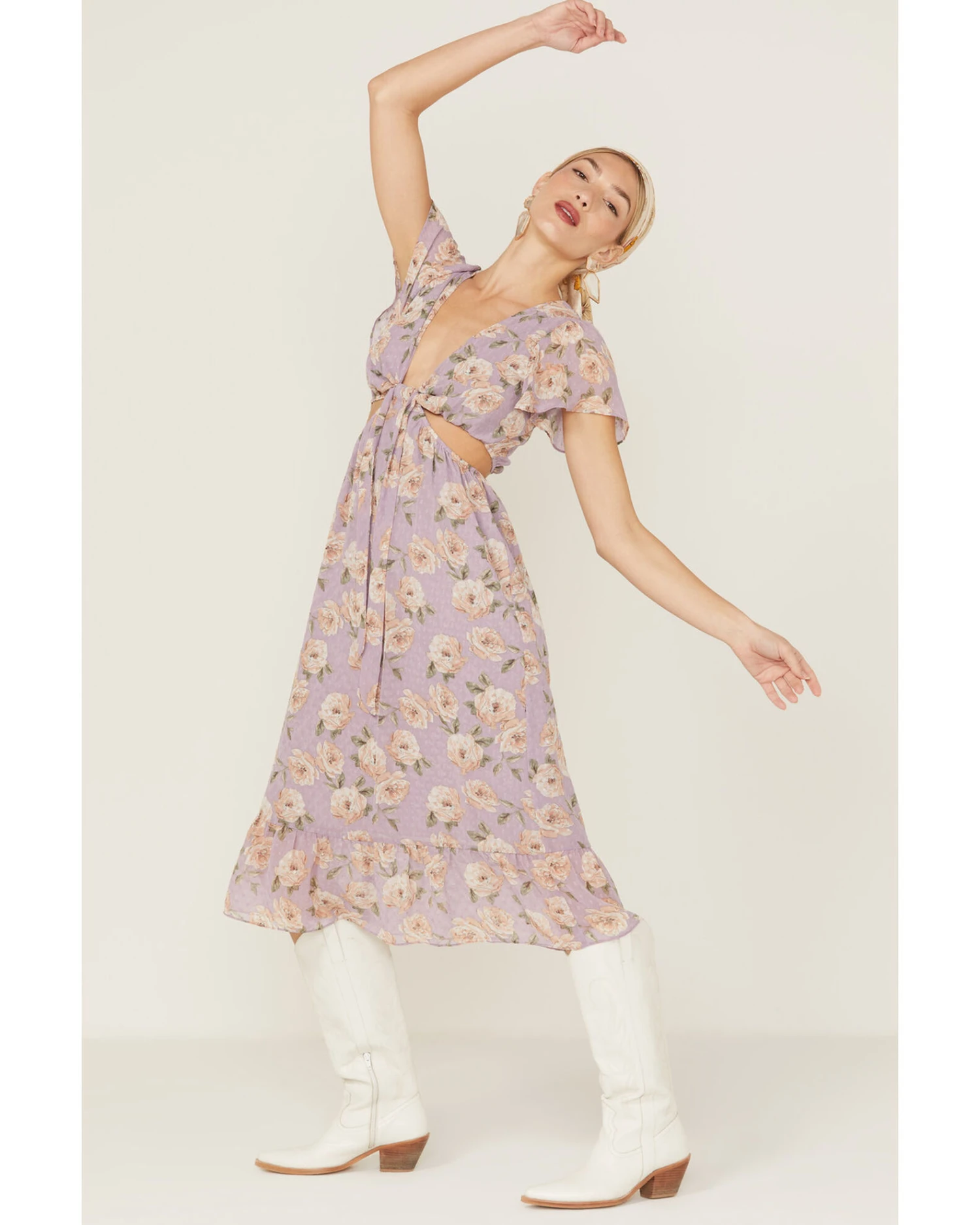 Sadie & Sage Women's Floral Cut-Out Midi Dress 4 Sadie & Sage Women's Floral Cut-Out Midi Dress - Image 4
