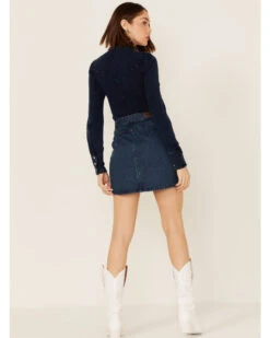 Rock & Roll Denim Women's Dark Wash Studded Belted Western Denim Mini Skirt -Western Cowboy 2000368495 400 P4