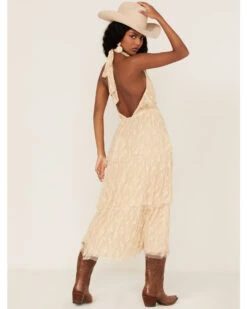 Flying Tomato Women's Floral Lace Halter Tiered Midi Dress -Western Cowboy 2000372491 110 P4