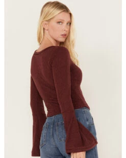 Shyanne Women's Deep V-Neck Bell Sleeve Crop Top 7 Shyanne Women's Deep V-Neck Bell Sleeve Crop Top -Western Cowboy 2000373000 646 P4