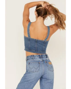 Shyanne Women's Medium Wash Corset Crop Top -Western Cowboy 2000373011 414 P4