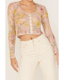 Free People Women's Angelina Floral Print Crop Top -Western Cowboy 2000376774 680 P3