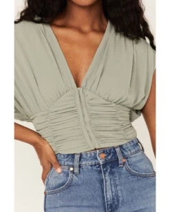 Free People Women's Aria Ruched Corset Crop Top 6 Free People Women's Aria Ruched Corset Crop Top -Western Cowboy 2000378055 341 P3