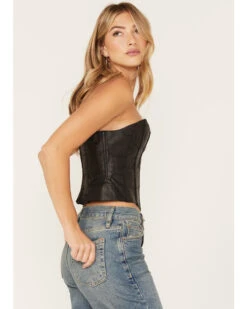 Understated Leather Women's Vixen Boned Leather Patched Corset -Western Cowboy 2000381557 001 P3