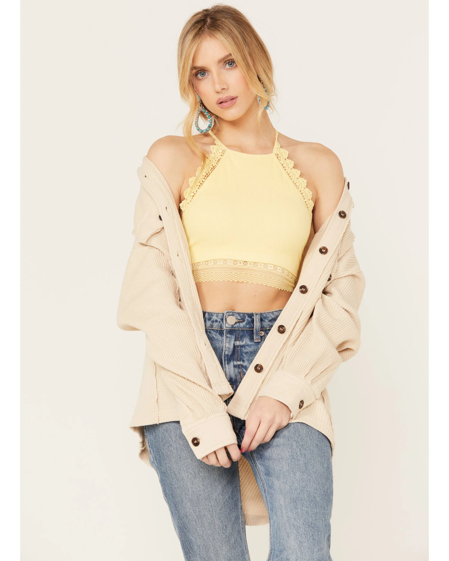 Fornia Women's Halter Lace Trim Bralette 1 Fornia Women's Halter Lace Trim Bralette