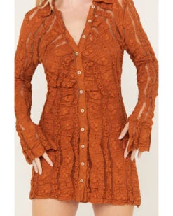 Free People Women's Shayla Lace Mini Dress -Western Cowboy 2000385492 800 P3
