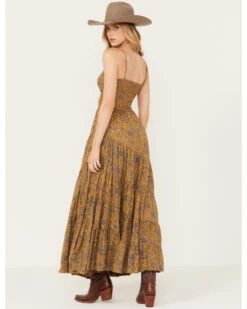 Free People Women's Sundrenched Floral Print Sleeveless Maxi Dress -Western Cowboy 2000392163 341 P4
