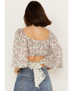 Beyond The Radar Women's Bandana Print Tie Back Top -Western Cowboy 2000392300 103 P4